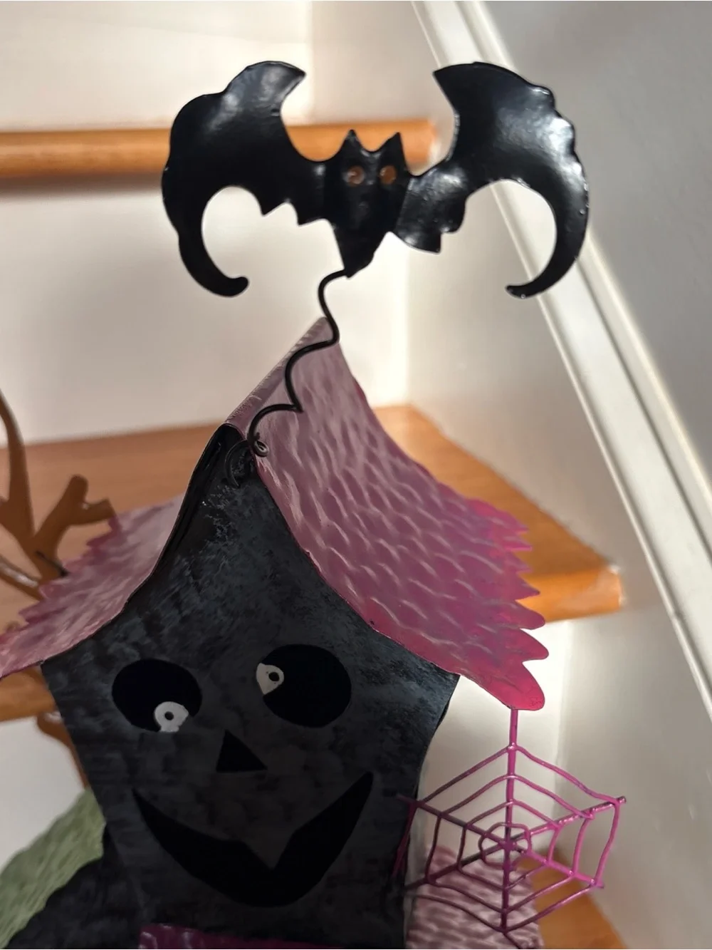 Halloween Haunted House Tabletop Decoration in Purple, Green and Pink